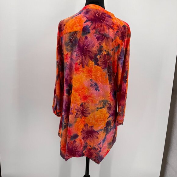 Cocomo Woman Floral Asymmetrical Hem Tunic Top Womens 1X Y2K Colorful Going Out - Picture 7 of 7